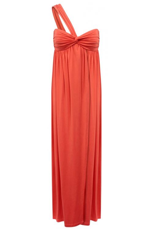 514-11200 One Shoulder Slit Maxi Dress