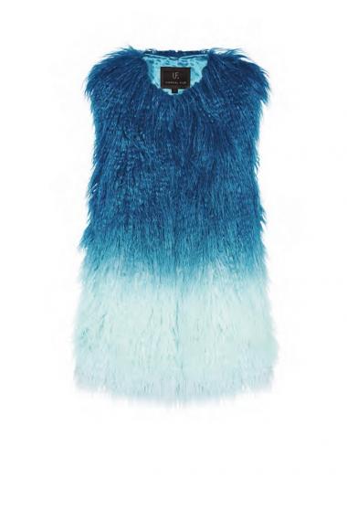 Unreal Fur URF2100535-OMA-Pastorale-Gradual Vest Ombre Aqua