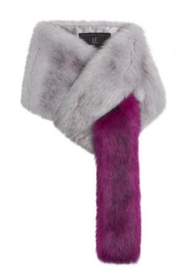 Unreal Fur URF8700555-GRO-Liquid Thread Through Scarf Grey/Orchid