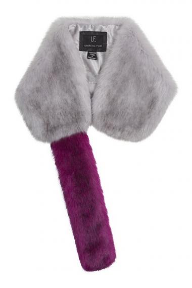 Unreal Fur URF8700555-GRO-Liquid Thread Through Scarf Grey/Orchid