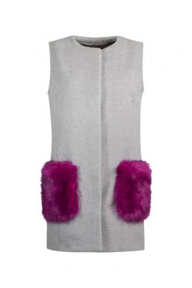 Unreal Fur URF8700135-GRO-Vested Interest Gilet Grey/Orchid