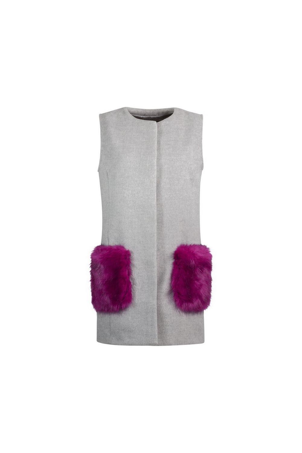 Unreal Fur URF8700135-GRO-Vested Interest Gilet Grey/Orchid