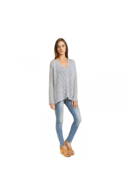 K38-188 JAX V - NECK SILVER GREY