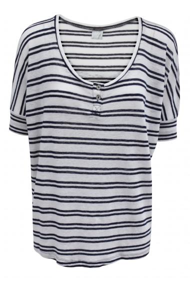 Striped Button Front Top