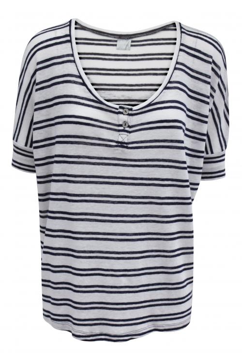 Striped Button Front Top