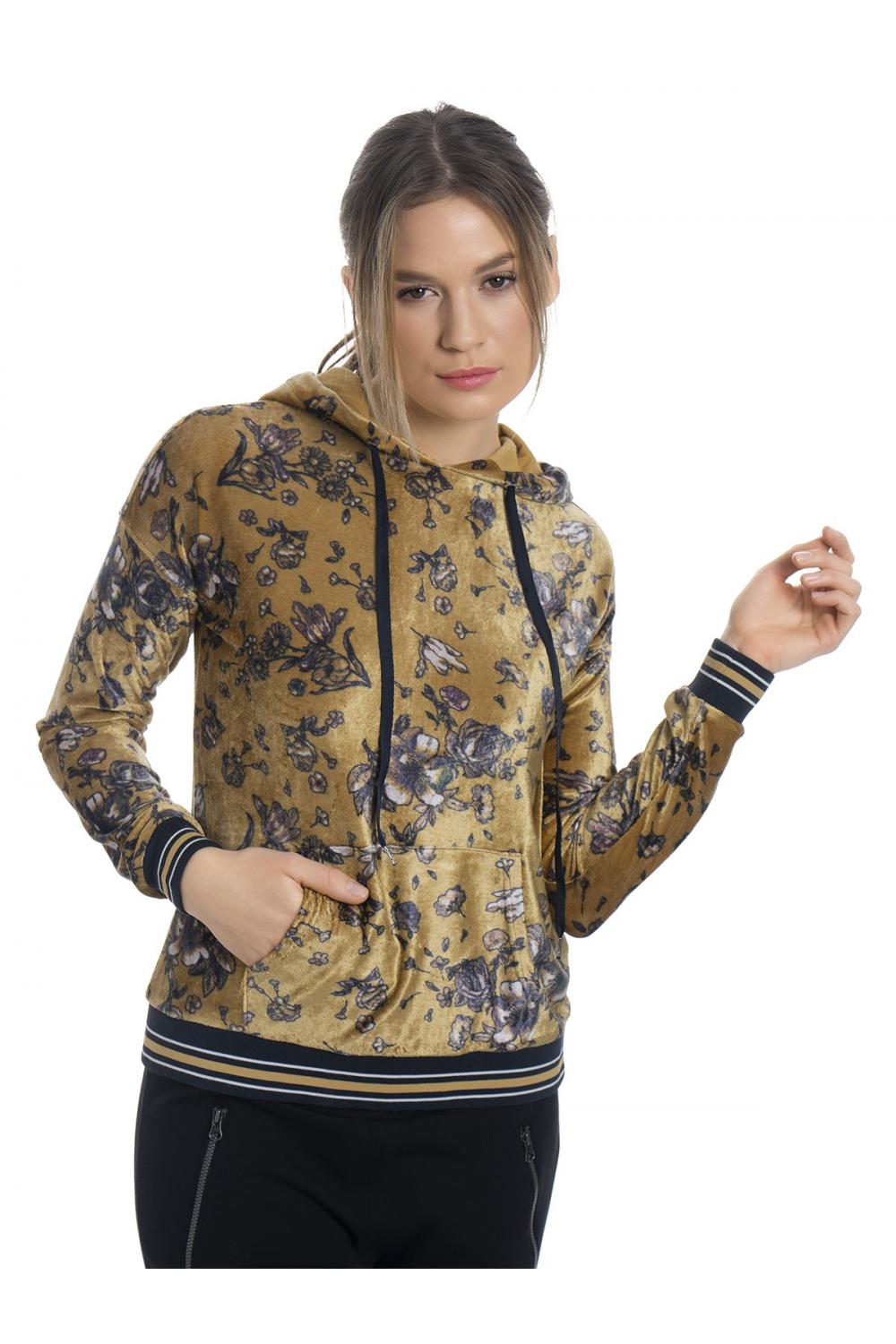 Vive Maria Velvet Flowers Hoodie honey mustard