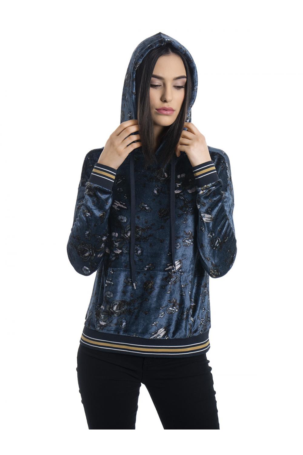 Vive Maria Velvet Flowers Hoodie blue