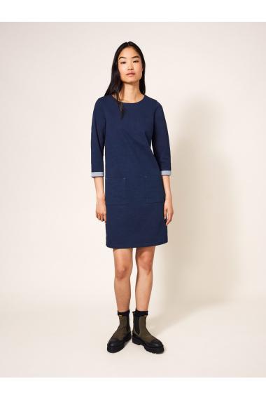 White Stuff Skye Cotton Denim Jersey Dress (Achtung: Size 12/medium)