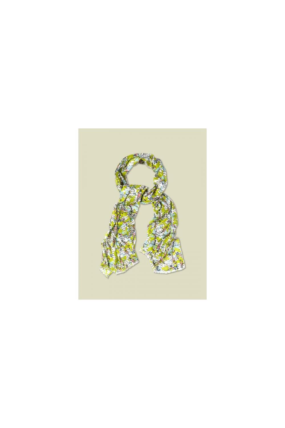 White Stuff Parrot Print Cotton Linen Scarf