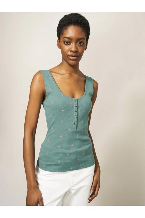 White Stuff SHERBET VEST TEAL PRINT