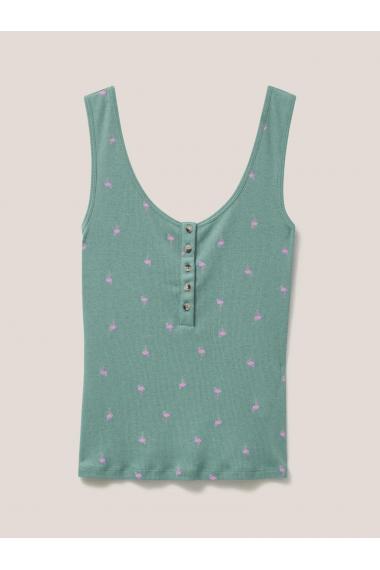 White Stuff SHERBET VEST TEAL PRINT