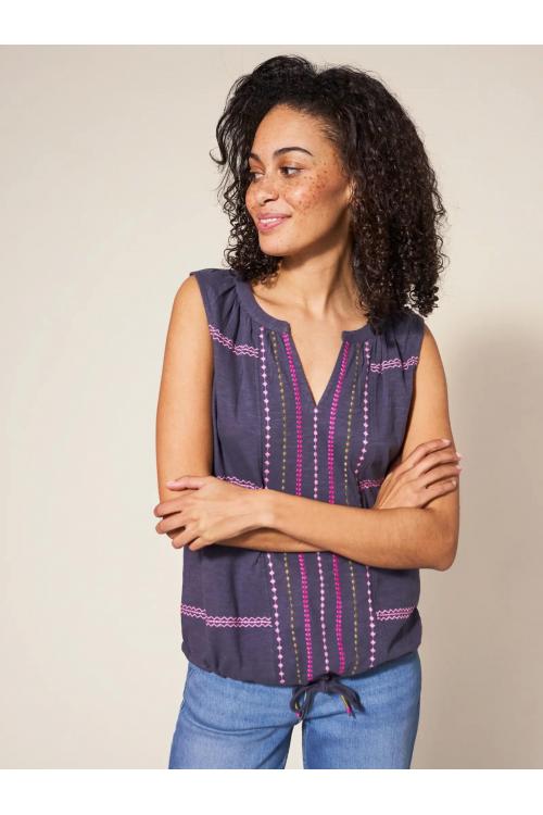 White Stuff SUNRISE EMBROIDERED VEST Purple Mlt