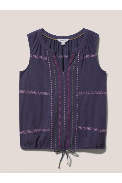 White Stuff SUNRISE EMBROIDERED VEST Purple Mlt