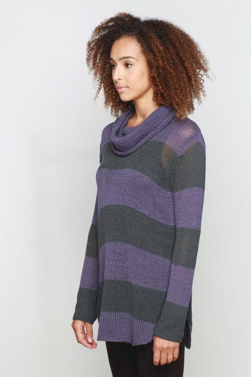 K37-822 O'NEILL COWL NECK TUNIC COTTON PURPLE ORB / LAVA BEACH