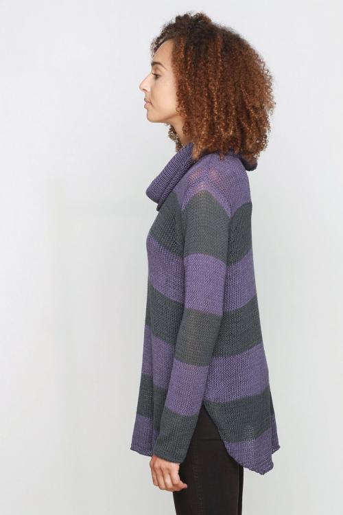 K37-822 O'NEILL COWL NECK TUNIC COTTON PURPLE ORB / LAVA BEACH