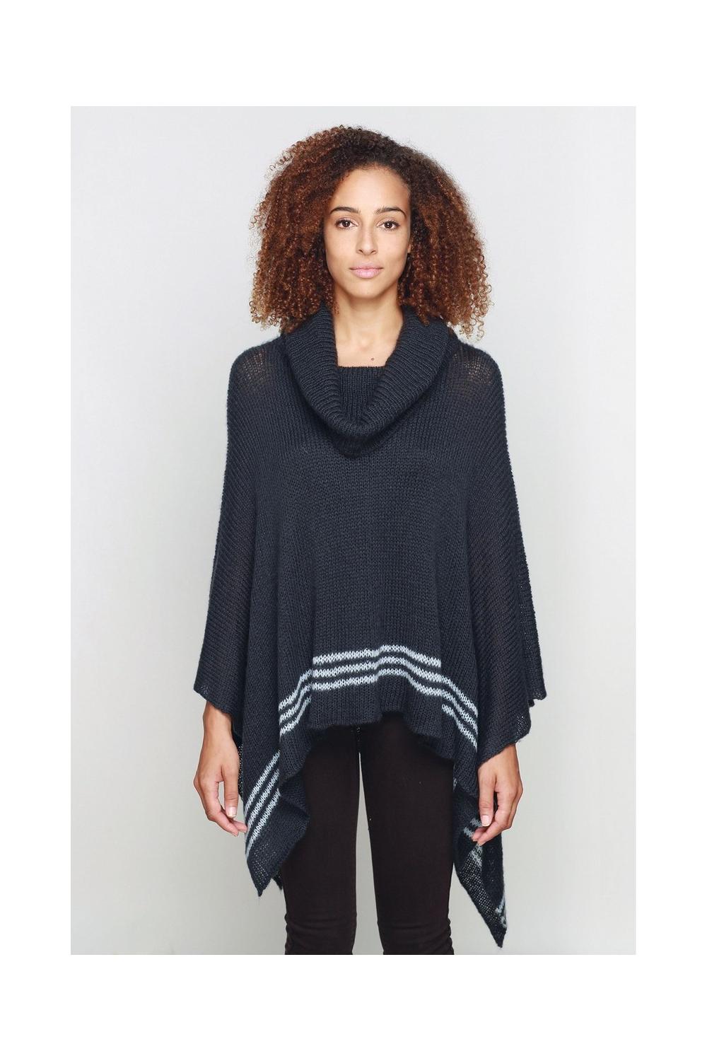 K37-764 JACKSON COWL NECK PONCHO Storm Blue/Blue Grey