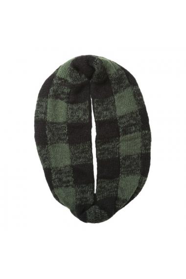 A37-079 BUFFALO PLAID ETERNITY SCARF Black/Fatigue Green