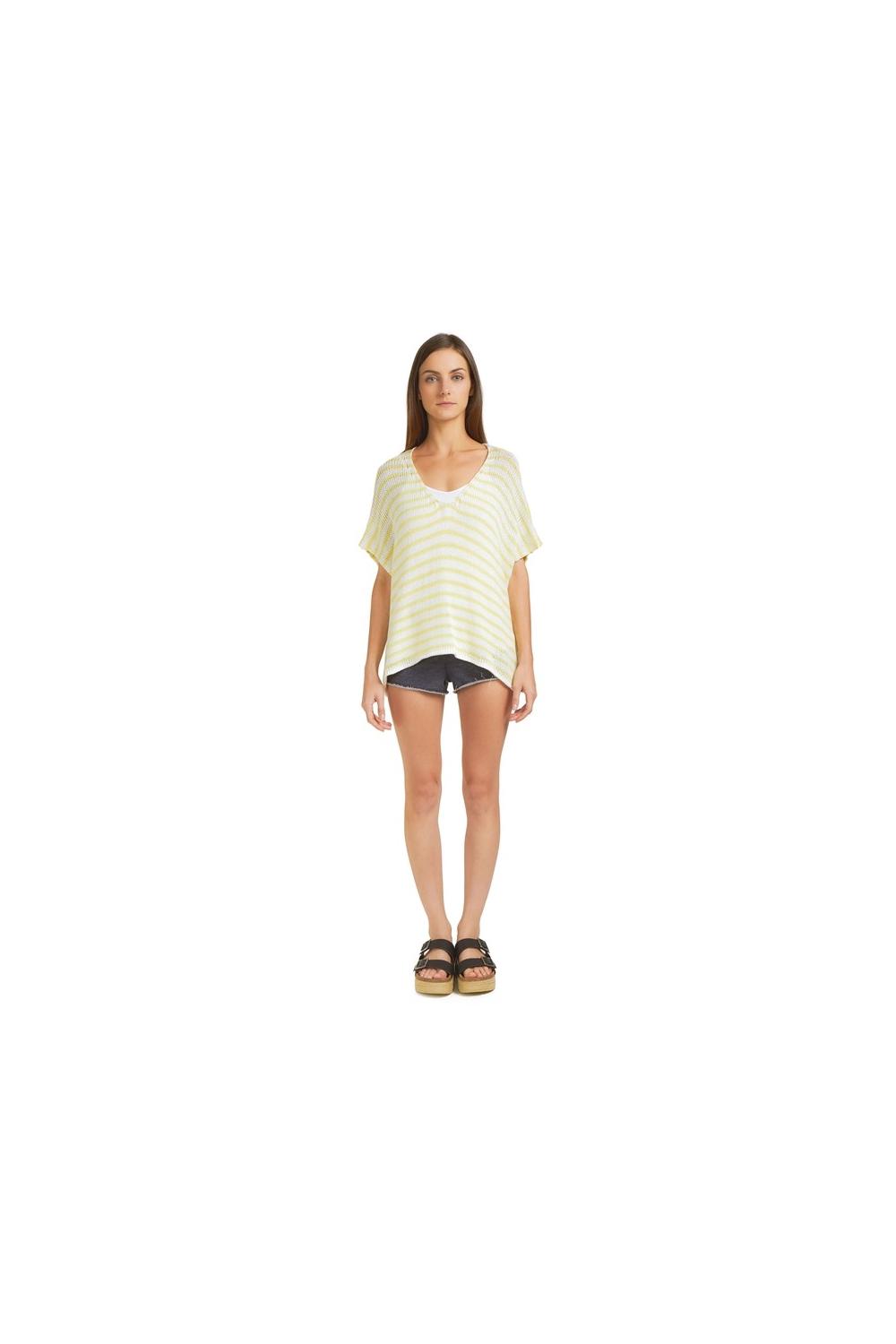 K38-229 COURTNEY V - NECK in Bone/Meyer lemon (Farbe Gelb wie Titel)