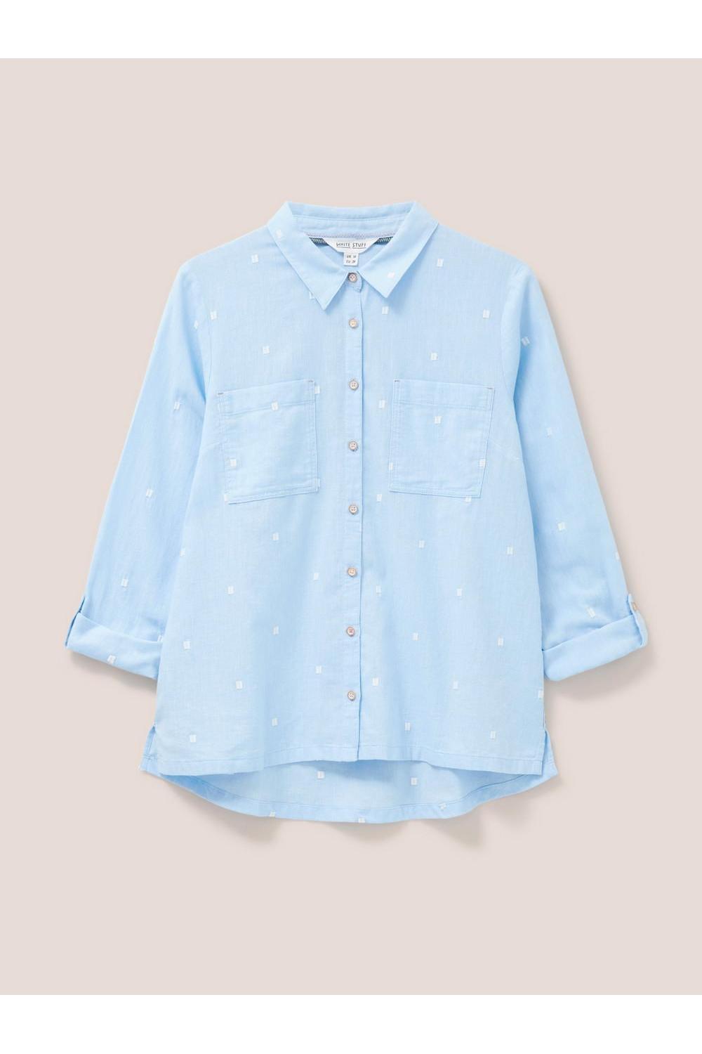 White Stuff Sophie Organic Cotton Shirt in BLUE MLT