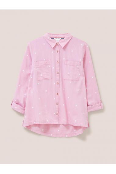 White Stuff Sophie Organic Cotton Shirt in PINK MLT