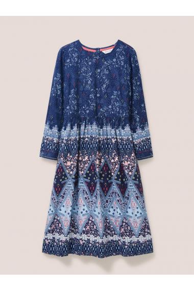 White Stuff Elisa Midi Dress in NAVY MULTI