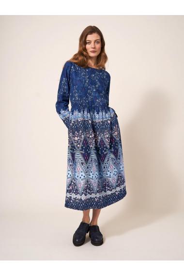 White Stuff Elisa Midi Dress in NAVY MULTI