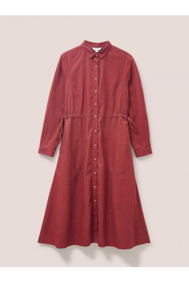 White Stuff Jade Cord Shirt Dress in MID PLUM