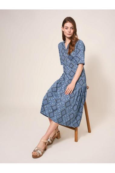 White Stuff Sabina Jersey Dress in BLUE MLT