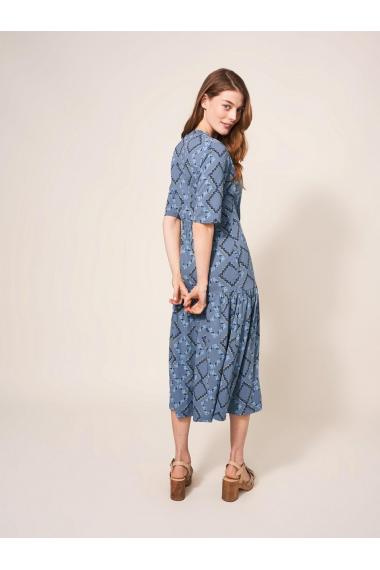 White Stuff Sabina Jersey Dress in BLUE MLT