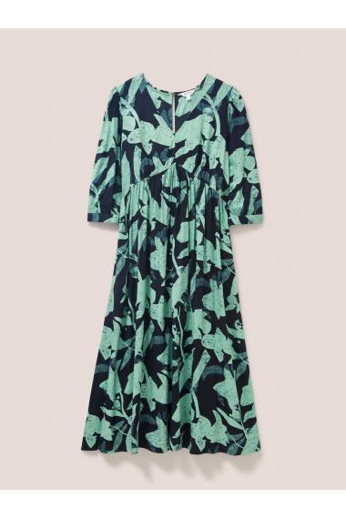 White Stuff Lucy Eco Vero Midi Dress in GREEN MLT