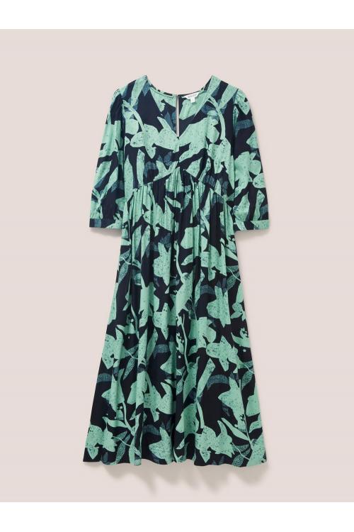 White Stuff Lucy Eco Vero Midi Dress in GREEN MLT