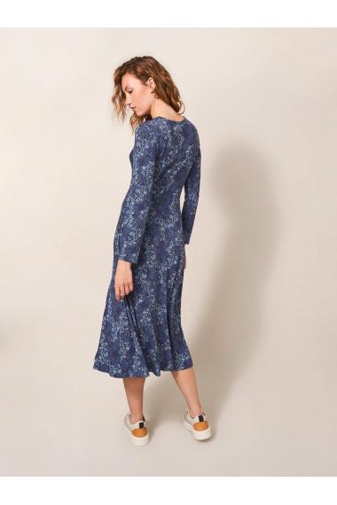 White Stuff Madeline Eco Vero Jersey Dress in BLUE MLT