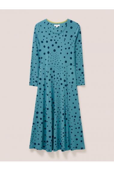 White Stuff Madeline Eco Vero Jersey Dress in TEAL MLT