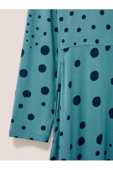 White Stuff Madeline Eco Vero Jersey Dress in TEAL MLT