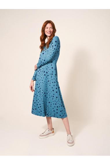 White Stuff Madeline Eco Vero Jersey Dress in TEAL MLT