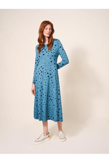 White Stuff Madeline Eco Vero Jersey Dress in TEAL MLT