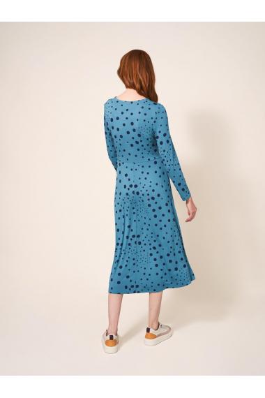 White Stuff Madeline Eco Vero Jersey Dress in TEAL MLT