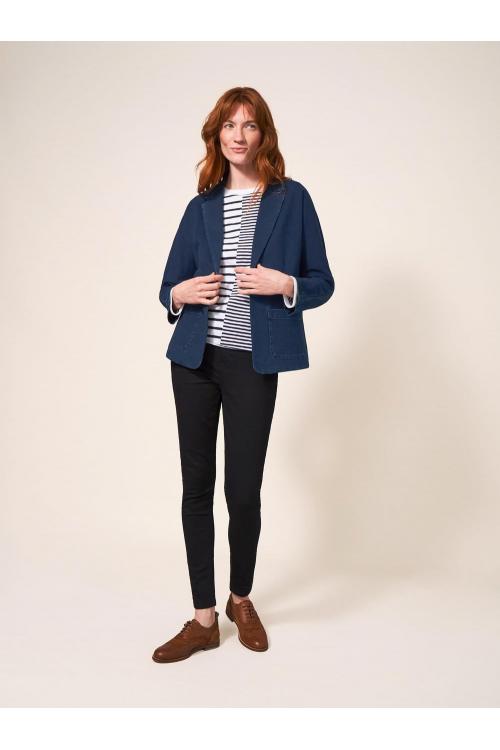 White Stuff Daphne Jersey Blazer in DK DENIM