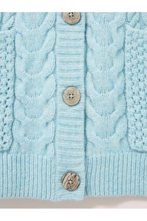 White Stuff Chestnut Cable Pocket Poncho in LGT BLUE