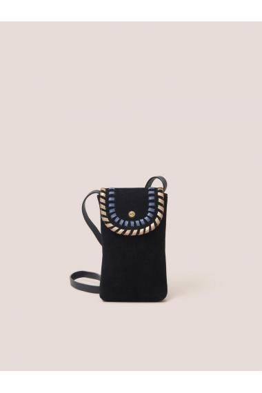 White Stuff Whipstitch Leather Phone bag in BLK MLT