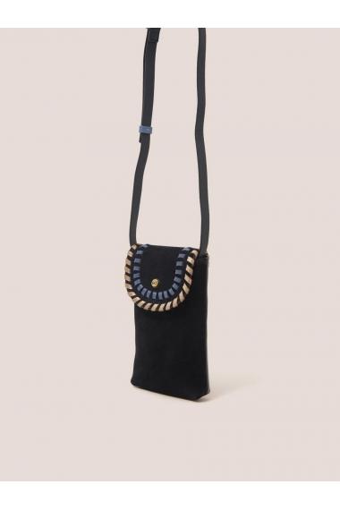 White Stuff Whipstitch Leather Phone bag in BLK MLT