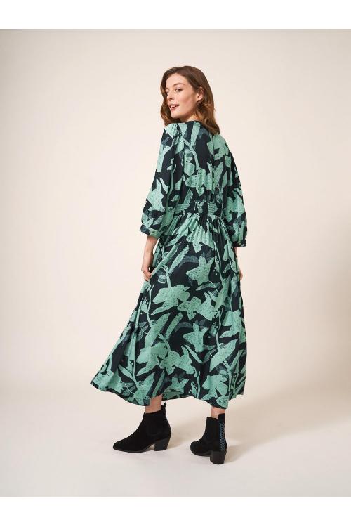 White Stuff Lucy Eco Vero Midi Dress in GREEN MLT