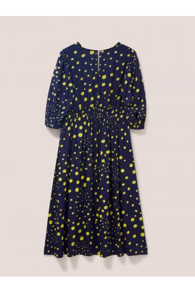 White Stuff Lucy Eco Vero Midi Dress in NAVY MULTI