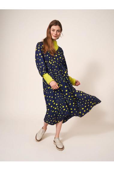 White Stuff Lucy Eco Vero Midi Dress in NAVY MULTI