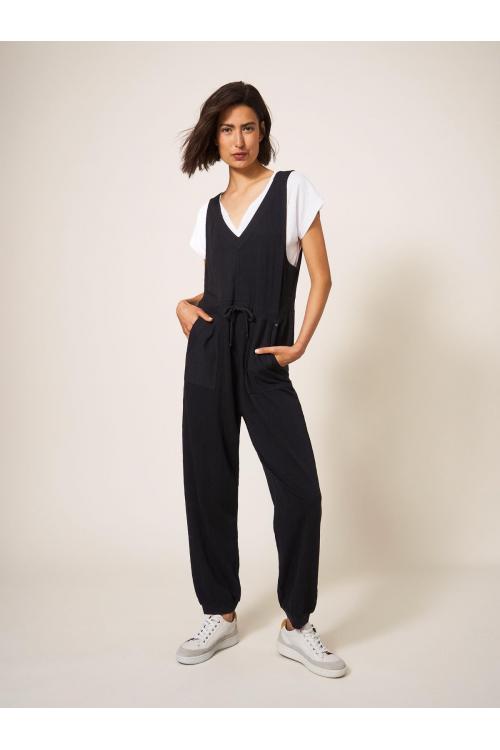 White Stuff Lainey Jersey Jumpsuit in PURE BLK