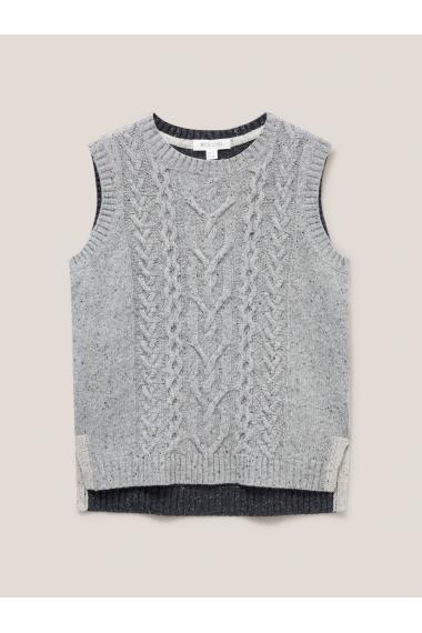 White Stuff COLOURBLOCK CABLE TANK in GREY MLT