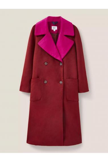 White Stuff Adeline Colour Block Coat in PLUM MLT