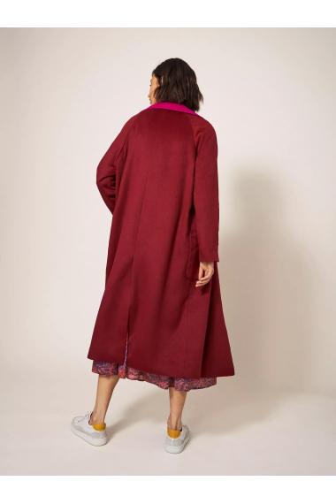 White Stuff Adeline Colour Block Coat in PLUM MLT