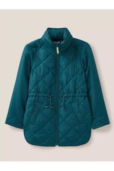 White Stuff Emilia Quilted Coat in DK TEAL