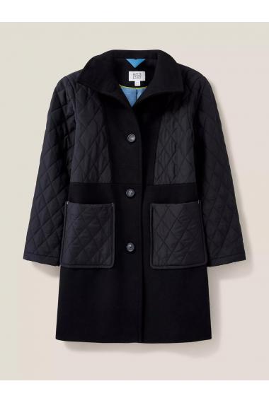 White Stuff Karla Fabric Mix Coat in BLK MLT